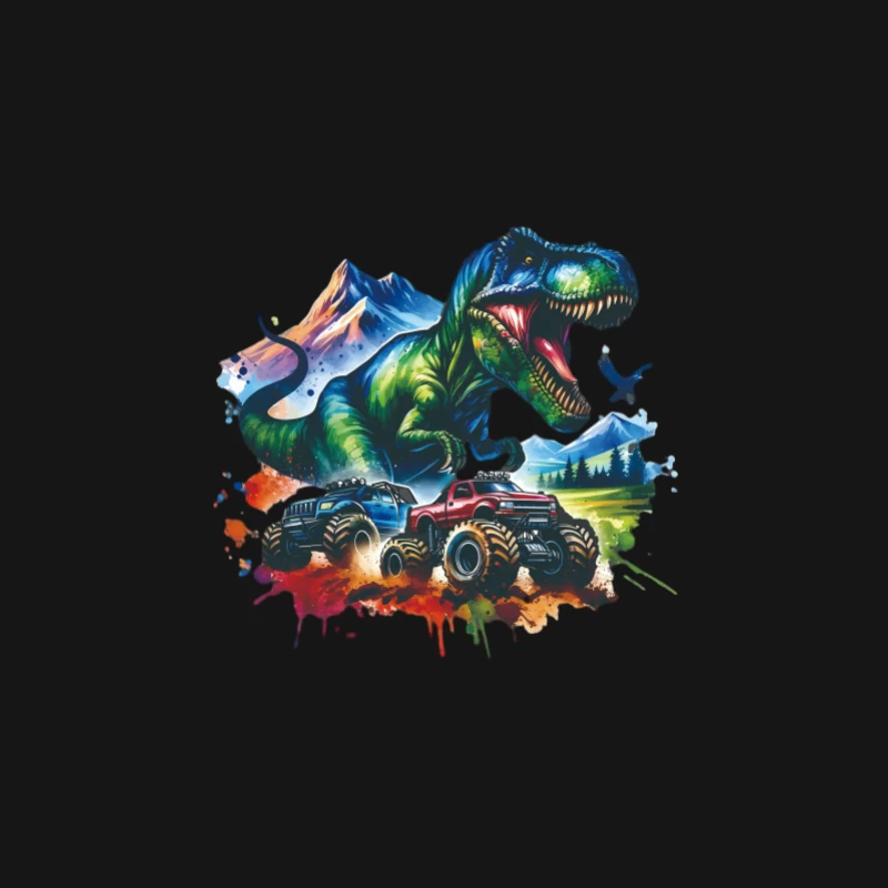 Dinosaurier und Monstertrucks Abenteuer Herren Langarm T-Shirt