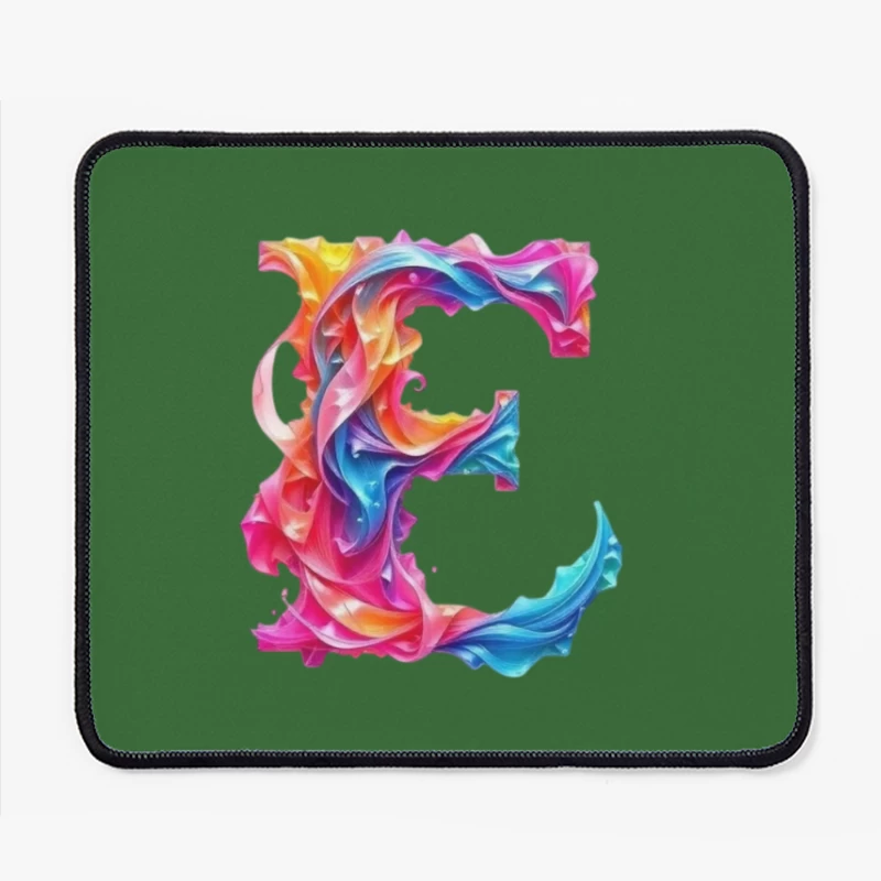 Vibrant Liquid Rainbow Letter E Design Mouse Pad