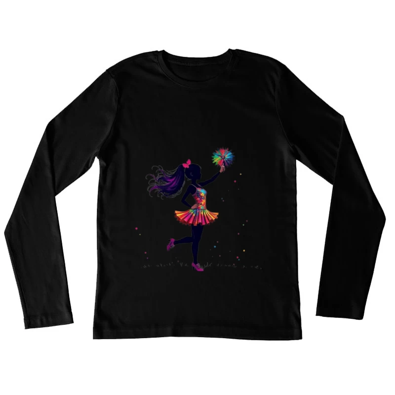 Colorful Cheerleader Silhouette Female Long Sleeve T-Shirt