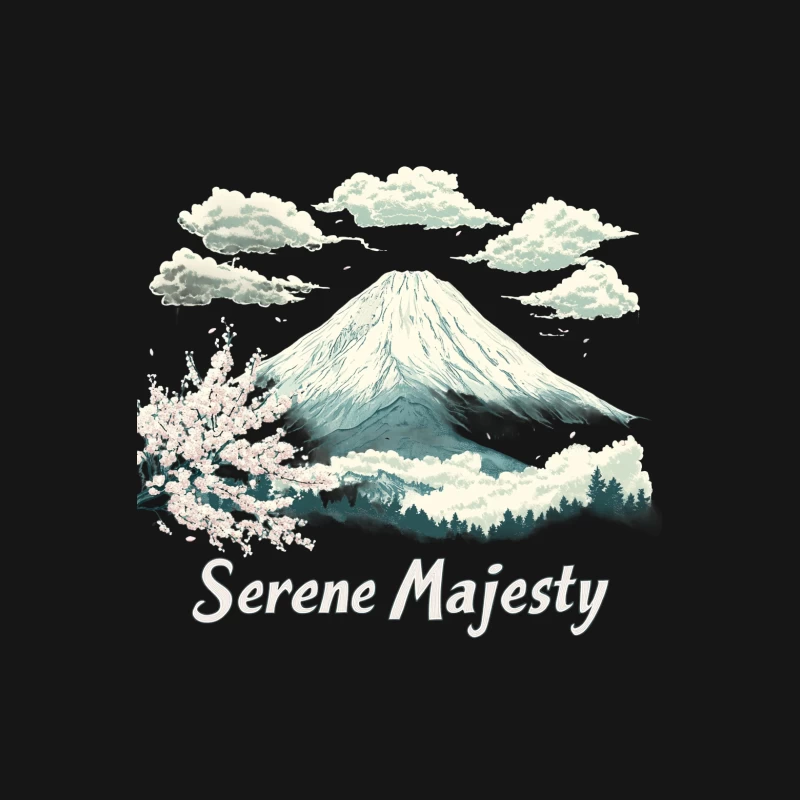 Serene Majesty of Mount Fuji with Cherry Blossoms Male T-Shirt