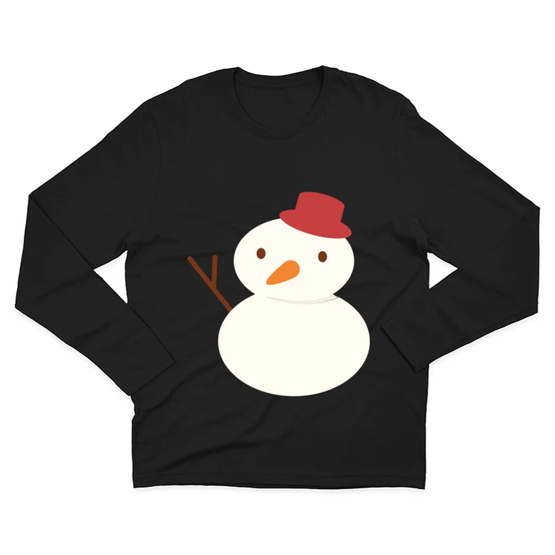 Bonhomme de neige adorable avec chapeau rouge Homme Manches Longues T-Shirt