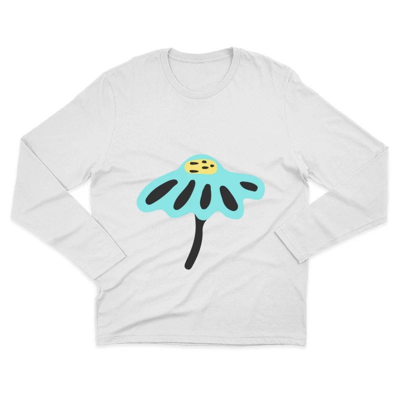 Fleur stylisée bleue avec centre jaune Homme Manches Longues T-Shirt