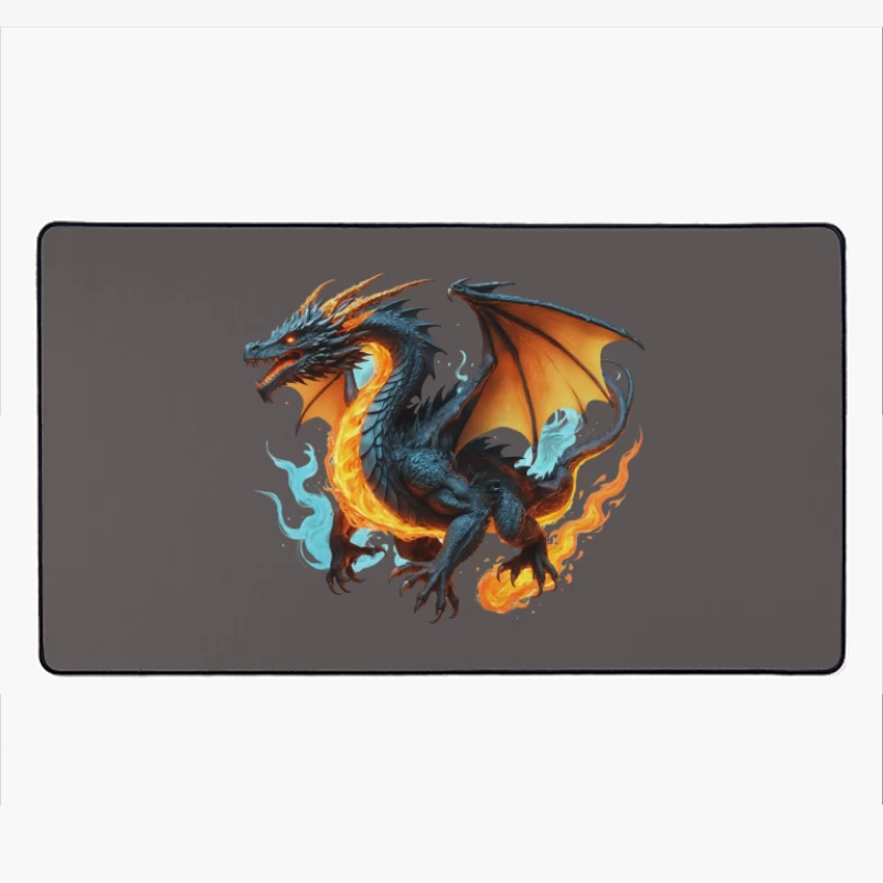 Majestic Fire Dragon Artwork Desk Mat