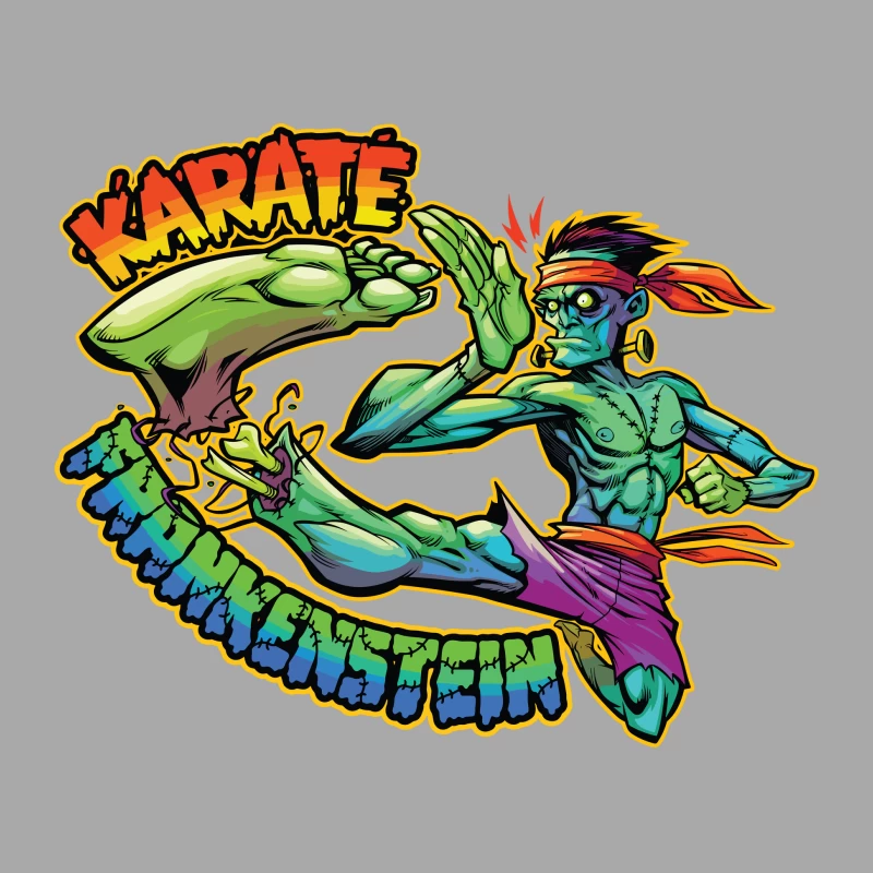 Karate Frankenstein Character Design Female Pullover Hoodie