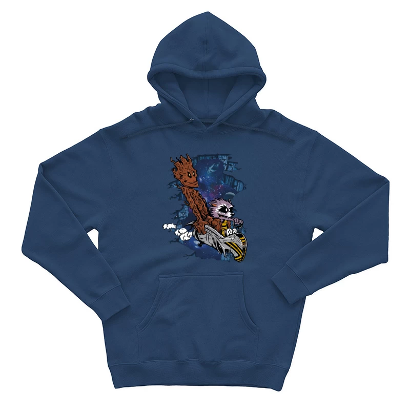 Galactic Warrior and Rebel Pilot in Deep Space Male Pullover Hoodie