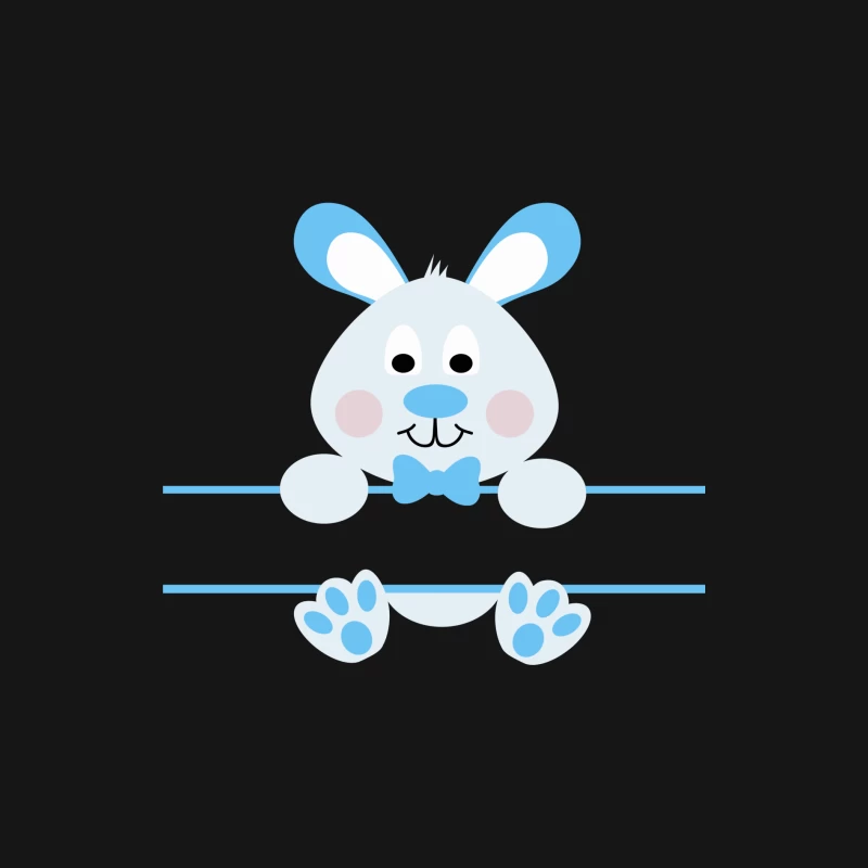 Lapin mignon avec nœud papillon bleu Homme Manches Longues T-Shirt