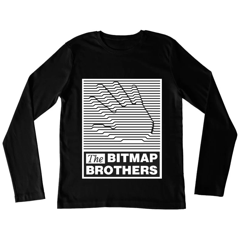 Bitmap Brothers Logo with Striped Hand Optical Illusion Female Long Sleeve T-Shirt