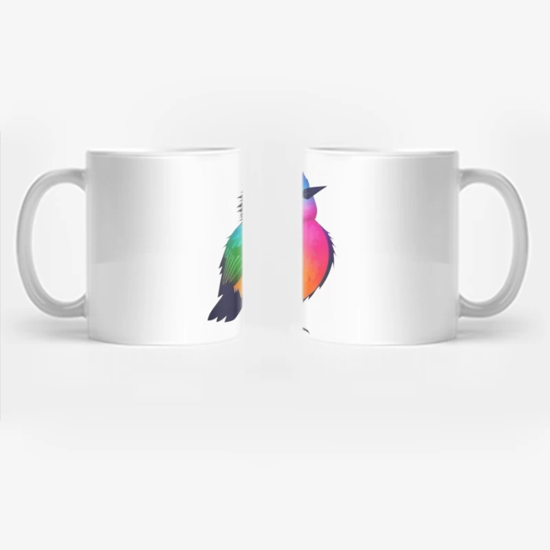 Vibrant Rainbow Bird Illustration Coffee Mug