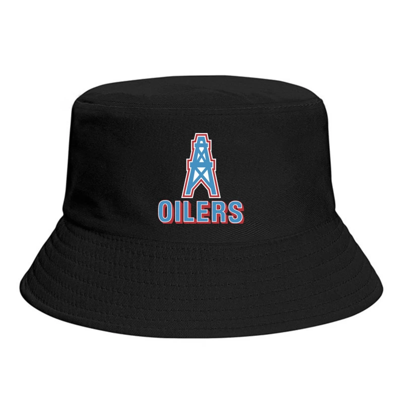 Houston Oilers Vintage NFL Team Logo with Oil Derrick Symbol Bucket Hat