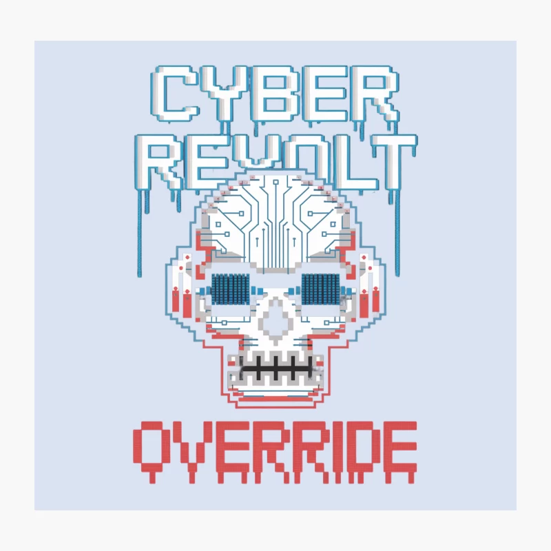 Cyberpunk Digital Skull with Circuit Design Throw Pillow