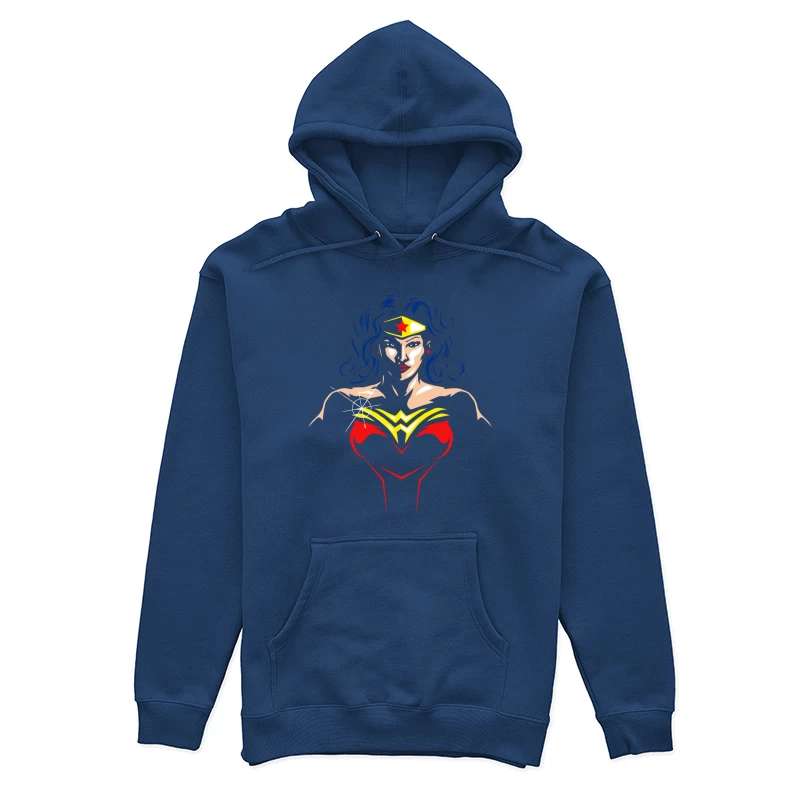 Wonder Woman: Empowering Superhero Illustration Female Pullover Hoodie