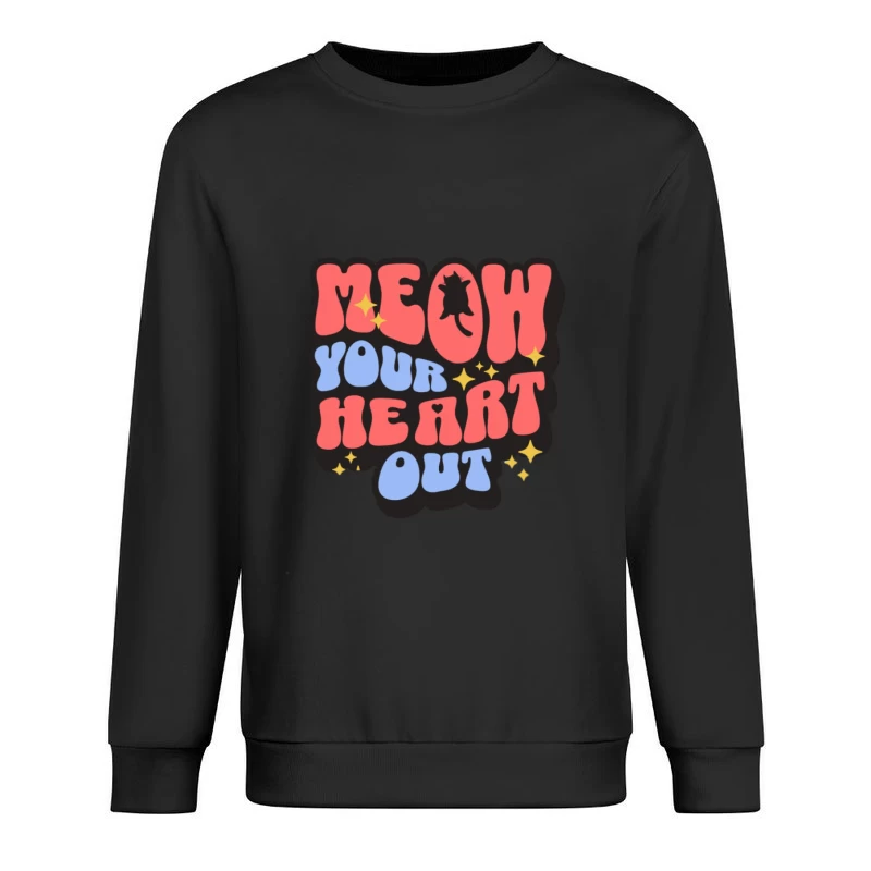 Meow-Motiv mit Herzen Herren Pullover Sweatshirt