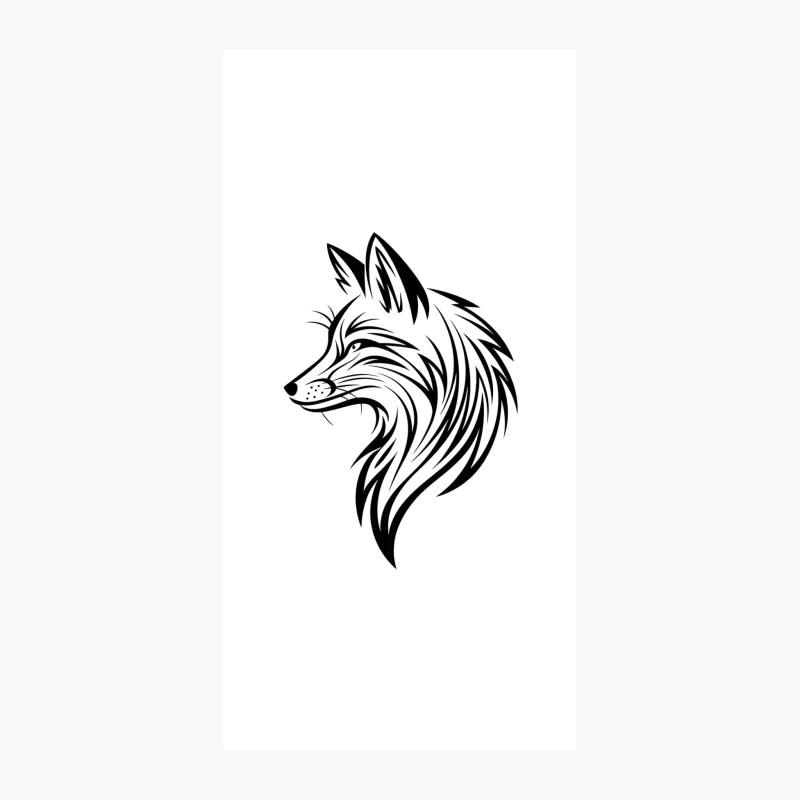 Stylized Black and White Tribal Fox Illustration iPhone Case