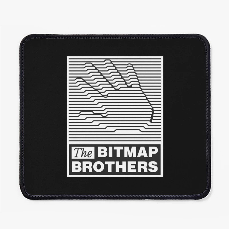 Bitmap Brothers Logo with Striped Hand Optical Illusion Mouse Pad