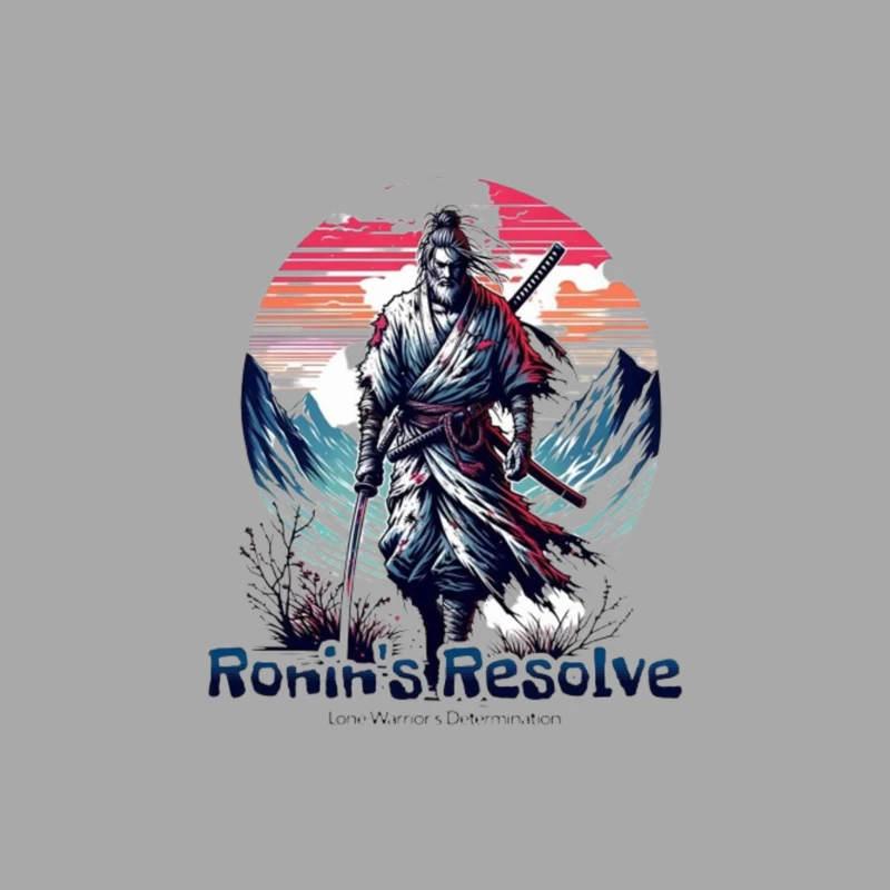 Lone Ronin's Resolve Against Mountain Sunset Male Pullover Hoodie