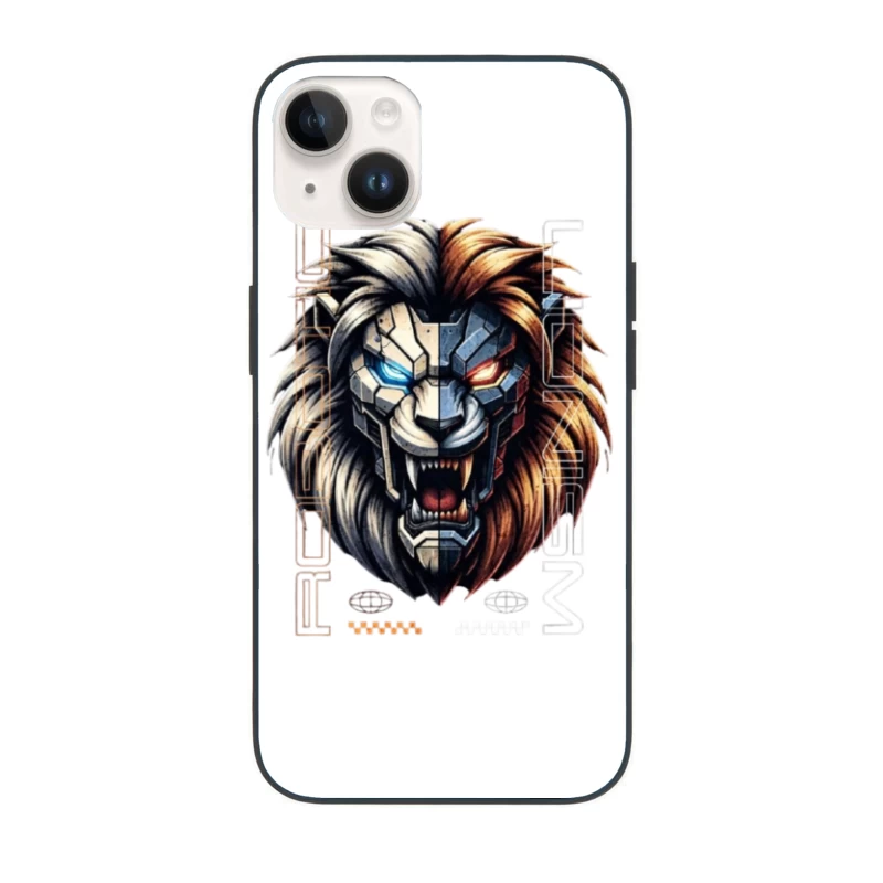 Cyberpunk Lion with Mechanical Face iPhone Case