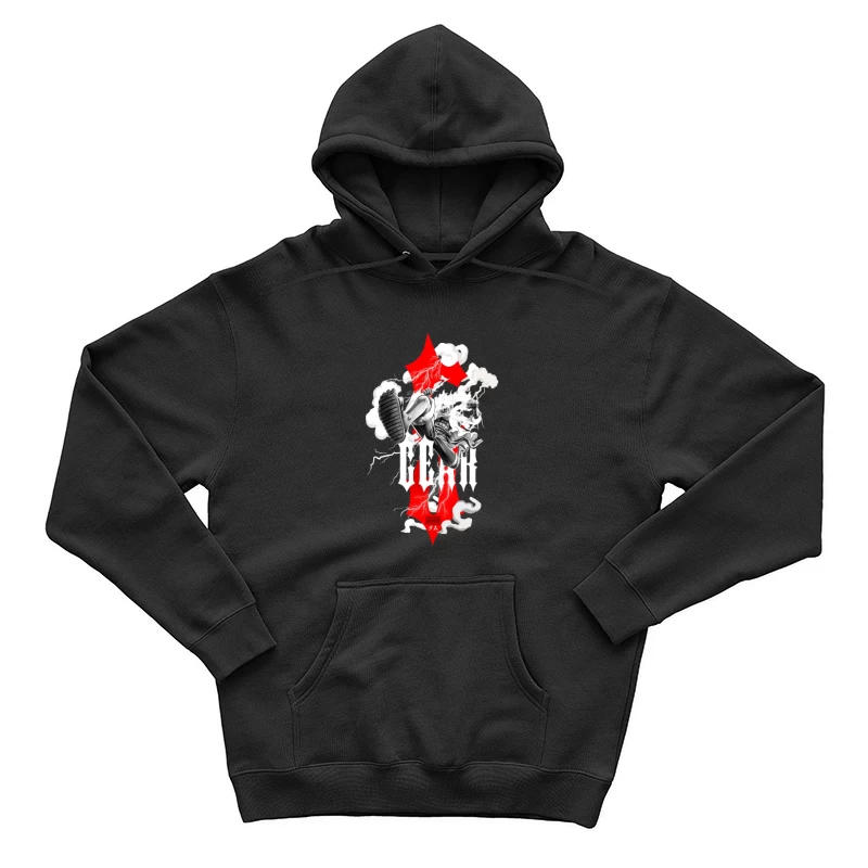 Dynamischer Charakter mit Blitz und rotem Design Herren Pullover Hoodie