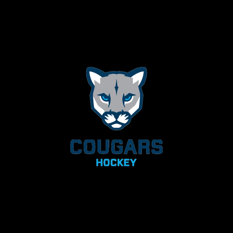 Cougars Hockey Team Logo with Blue and Gray Cougar Head Design iPhone Case