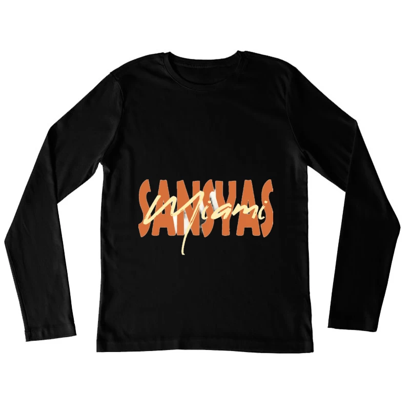 Retro Sanyasi Miami Schriftzug Damen Langarm T-Shirt