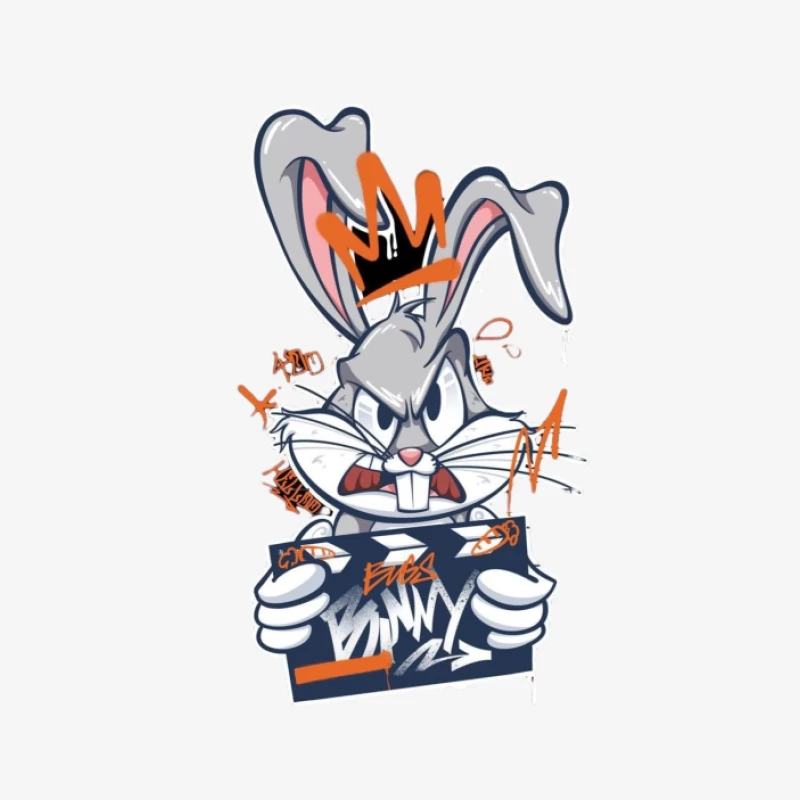 Graffiti-Hase mit Krone Herren Langarm T-Shirt