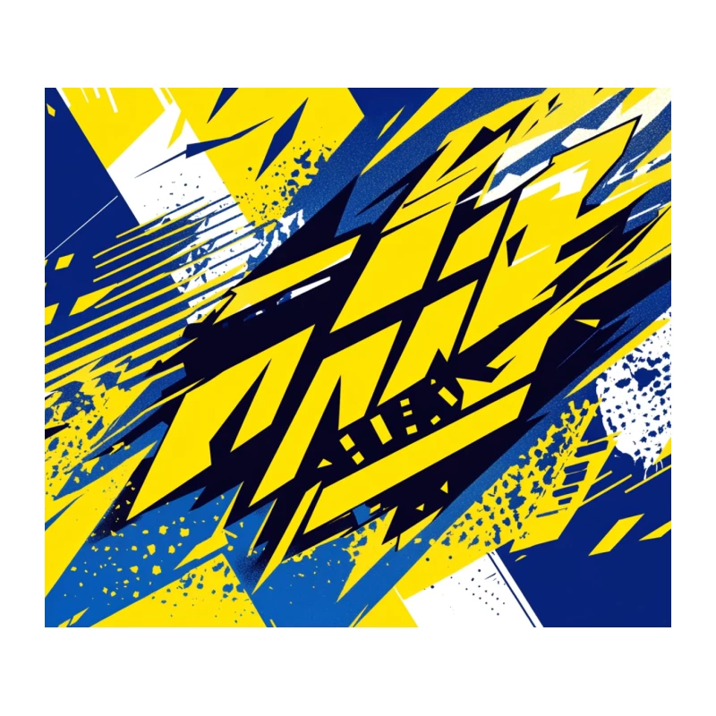 Dynamic Yellow and Blue Abstract Geometric Art Tapestry