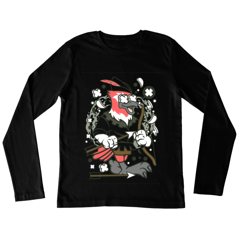 Oiseau archer comique Femme Manches Longues T-Shirt