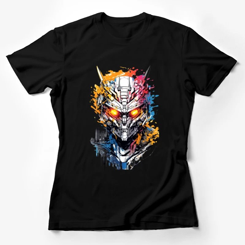 Futuristischer Roboterhelm mit leuchtenden Augen Damen T-Shirt