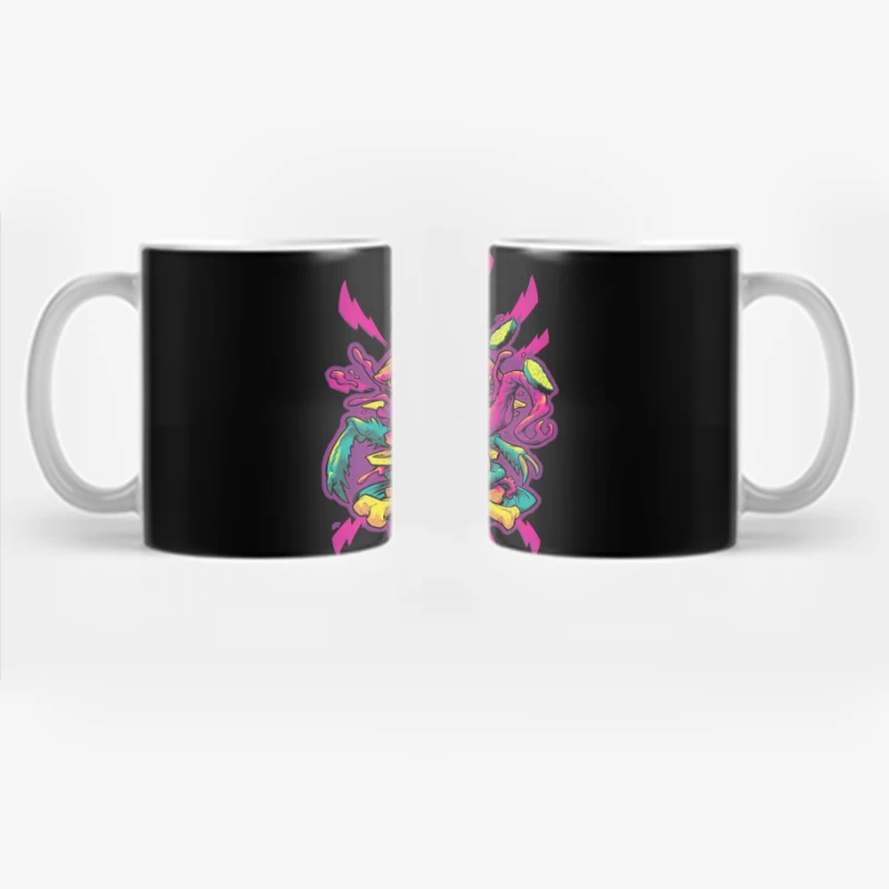 Colorful Grotesque Monster with Knife Coffee Mug