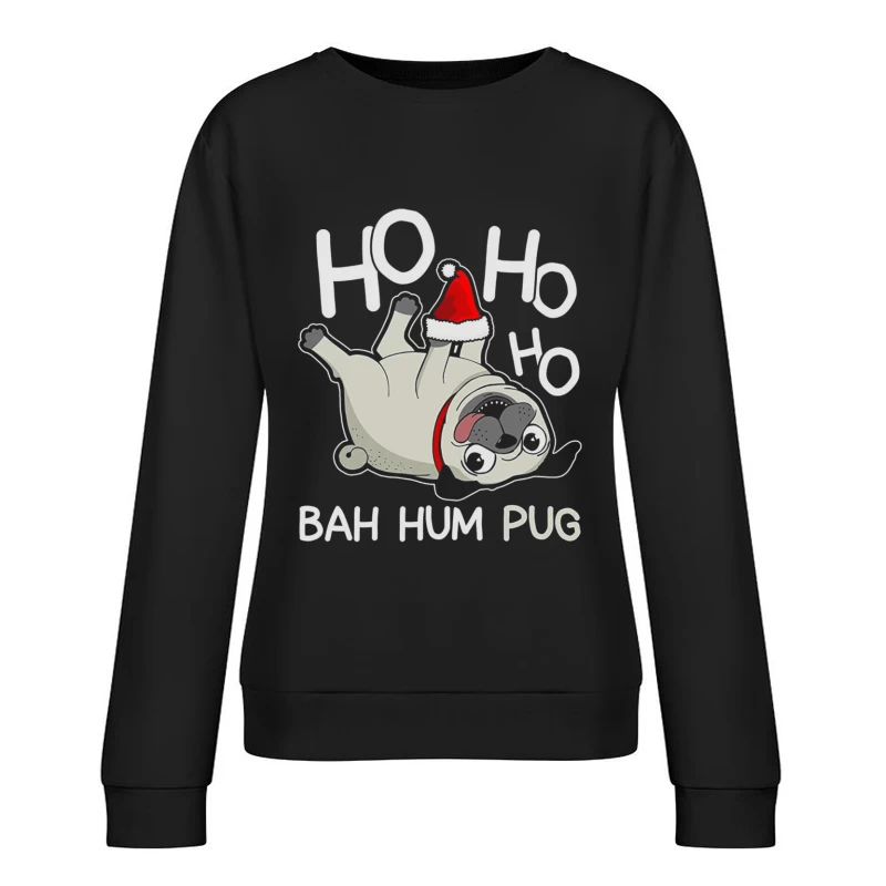 Chien de Noël drôle avec bonnet Femme Sweat-shirt à enfiler