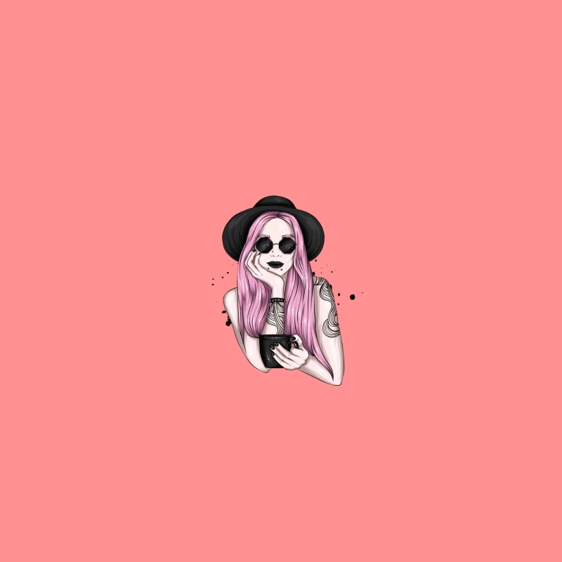 Stylish Woman with Pink Hair and Sunglasses Coffee Mug