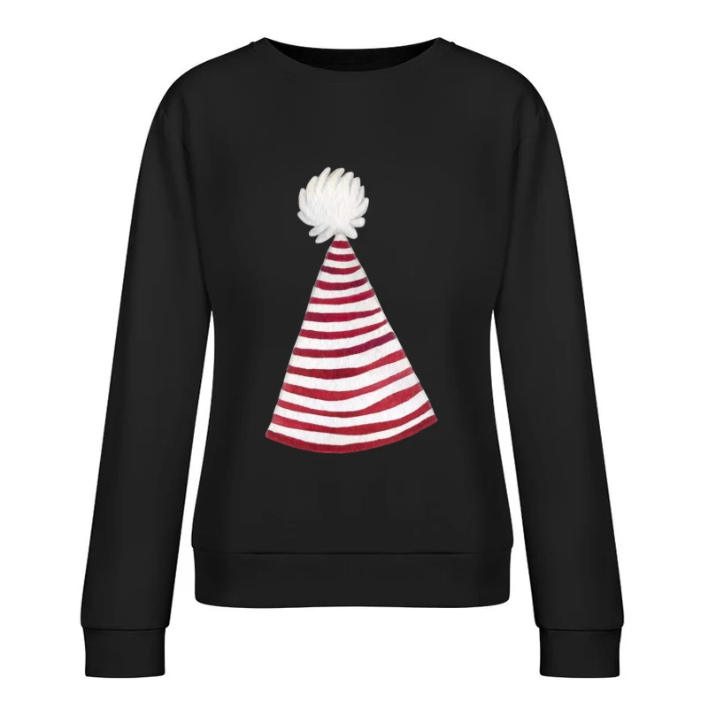 Chapeau rayé rouge et blanc Femme Sweat-shirt à enfiler