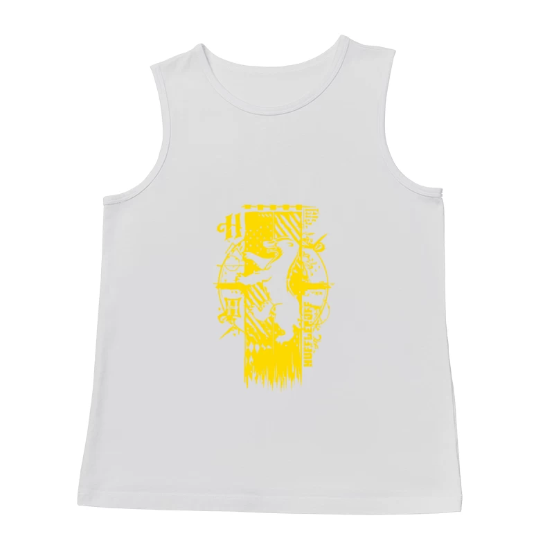 Abstract Yellow Bird Silhouette with Geometric Patterns Male Tank Top