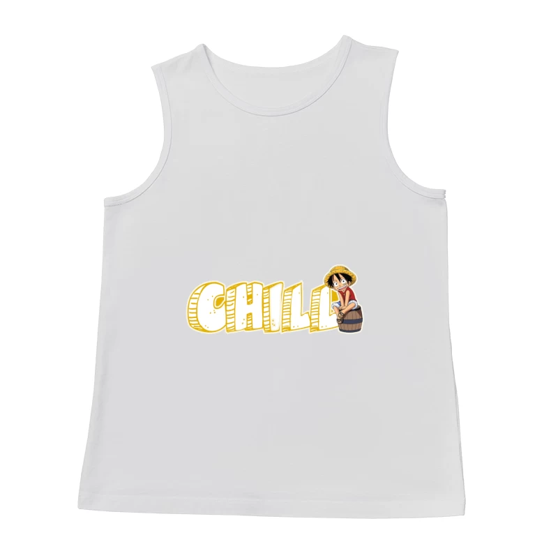 Chill Anime Illustration of Luffy from One Piece Male Tank Top