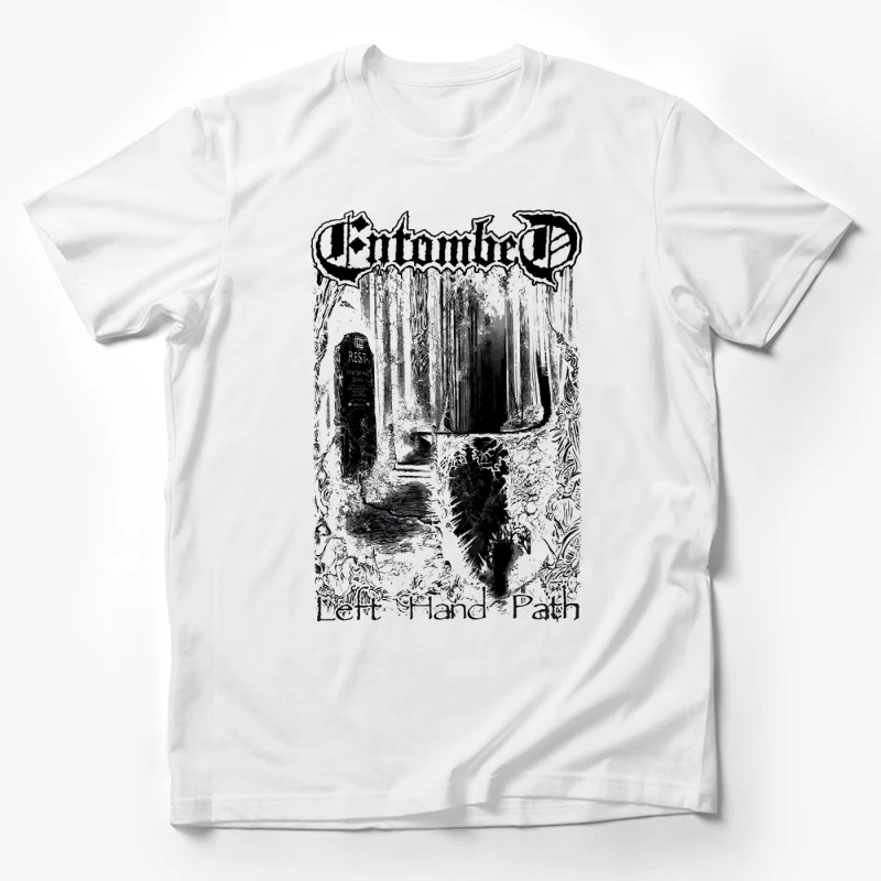 Entombed Left Hand Path Black White Male T-Shirt