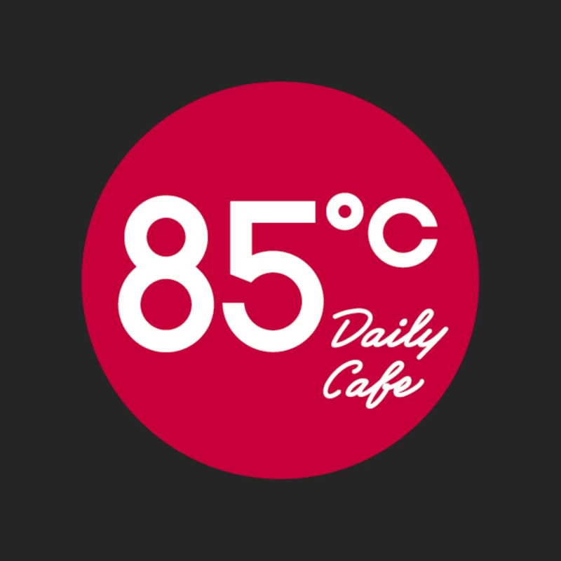 85°C Daily Cafe: A Red Circular Logo with Temperature-Themed Branding Male Pullover Sweatshirt