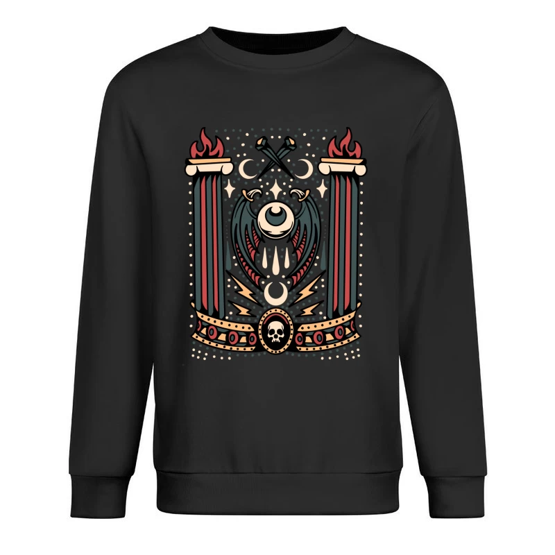 Gothic Decorative Illustration with Symbols Male Pullover Sweatshirt