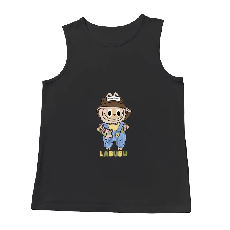 Niedlicher Labubu-Charakter mit Overall und Hut Herren Tanktops