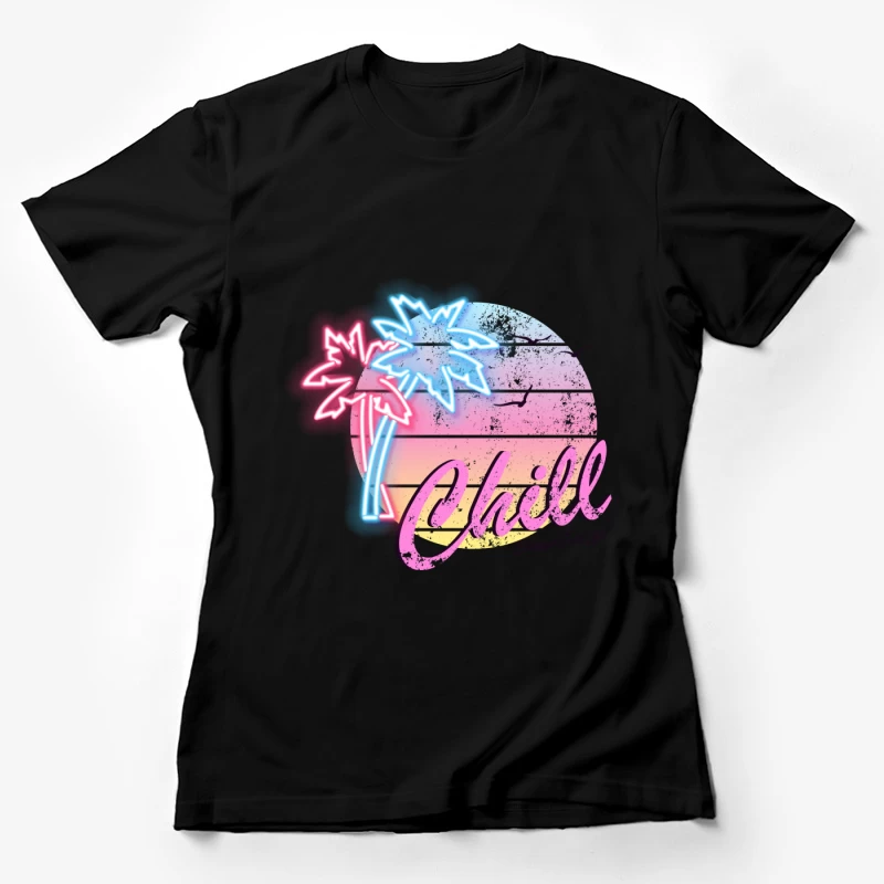 Vibe d'été avec Palmiers Néon Femme T-Shirt