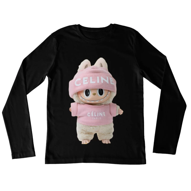Kuscheltier mit rosa Outfit von Celine Damen Langarm T-Shirt