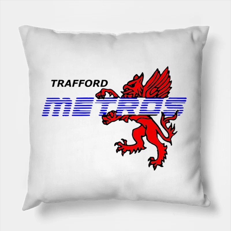 Trafford Metro Transit Logo with Red Heraldic Dragon Throw Pillow