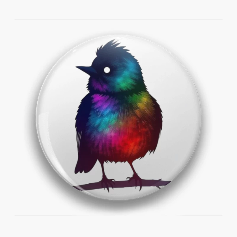 Rainbow Fantasy Bird Silhouette Art Pin