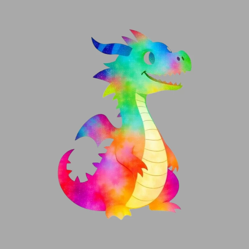 Colorful Cartoon Dragon Character Male Pullover Hoodie