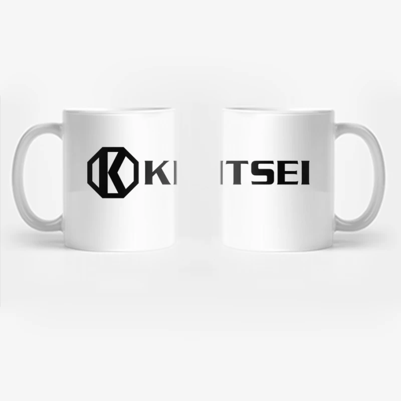 Kensei Black and White Geometric Brand Logo Coffee Mug