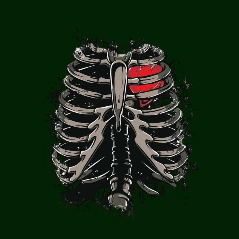 Anatomical Illustration of a Skeleton with a Heart Throw Pillow