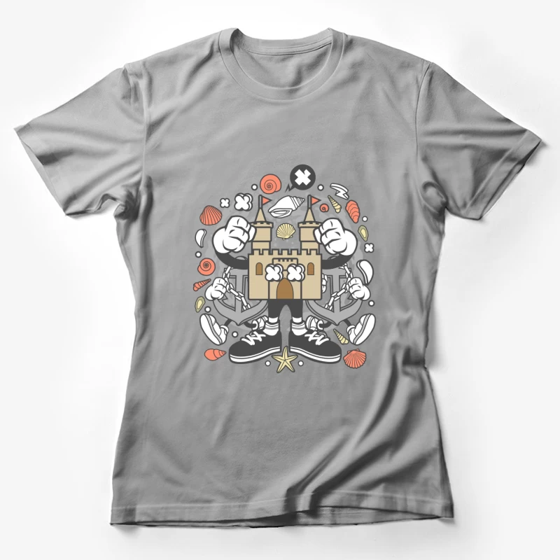 Château animé et éléments marins Femme T-Shirt