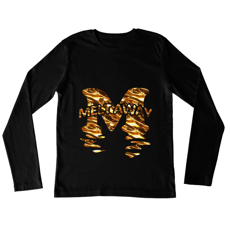Schmelzeffekt Gold Schrift Damen Langarm T-Shirt