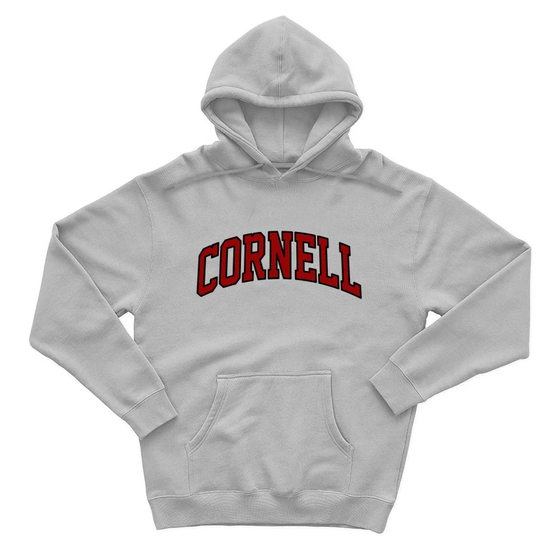 Cornell University Red Arched Text Logo Male Pullover Hoodie