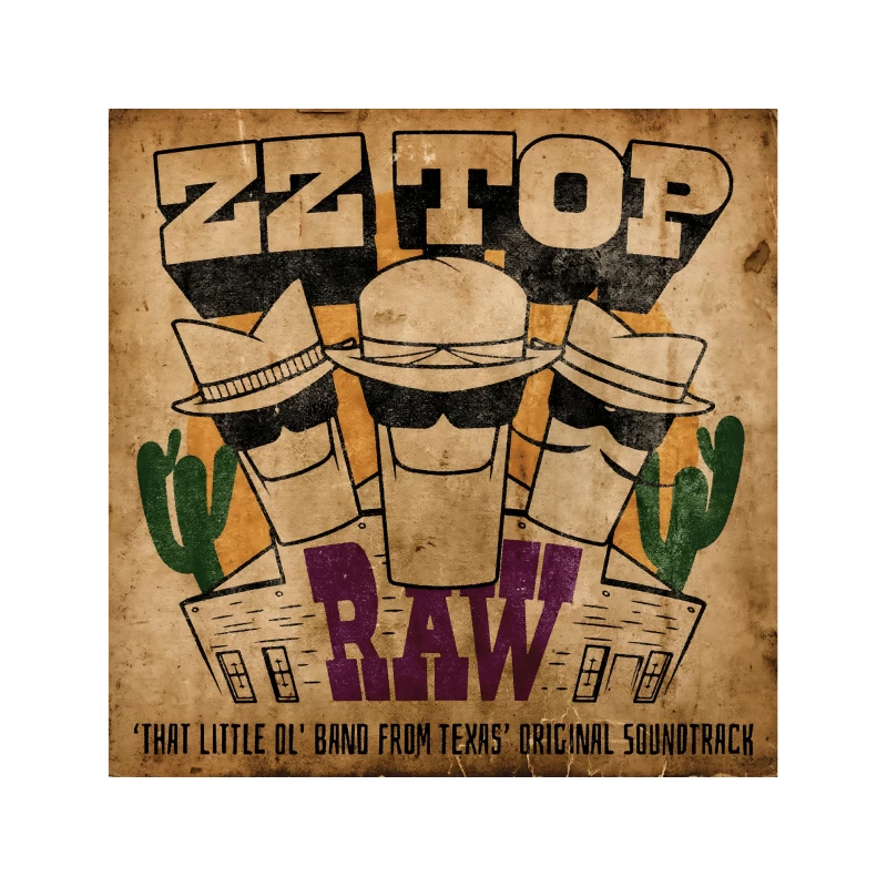Vintage ZZ Top Raw Album Art with Western Desert Theme Tapestry