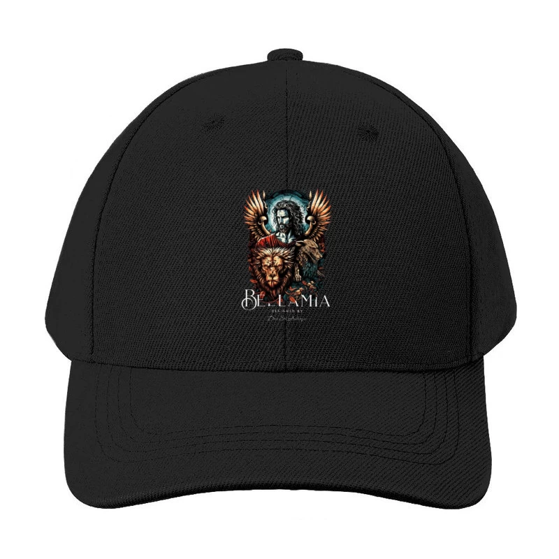 Mystical Religious Gothic Art with Lion and Angel Wings Baseball Cap