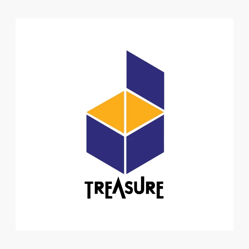 Geometric Treasure Logo: Abstract Blue and Orange Cube Design Throw Pillow
